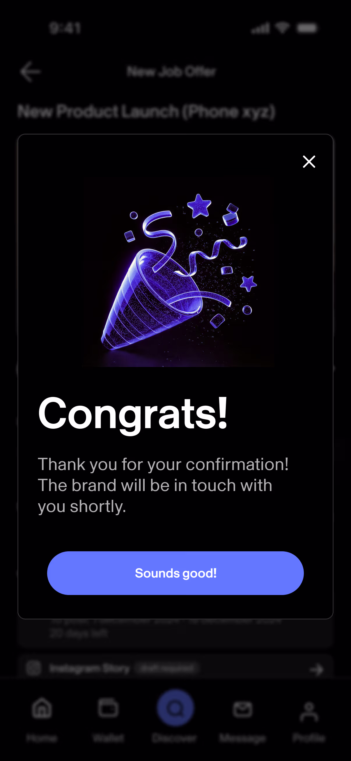 Bloop app screenshot of content submission and brand approval